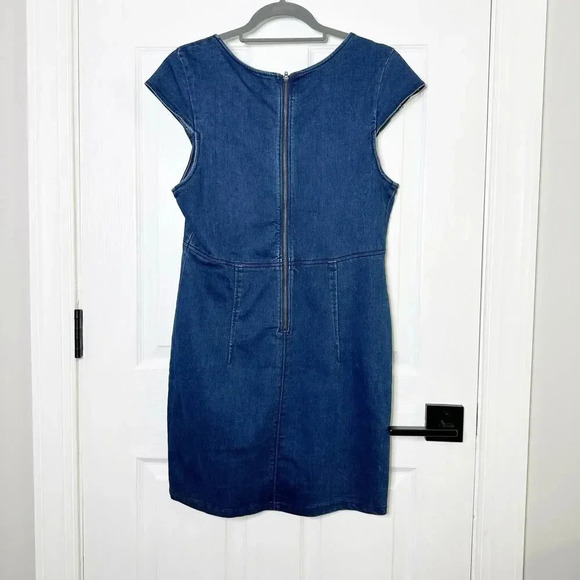 FREE PEOPLE Size M Denim Bodycon‎ Mini Dress Sweetheart Festival Coastal Cowgirl - Picture 6 of 6